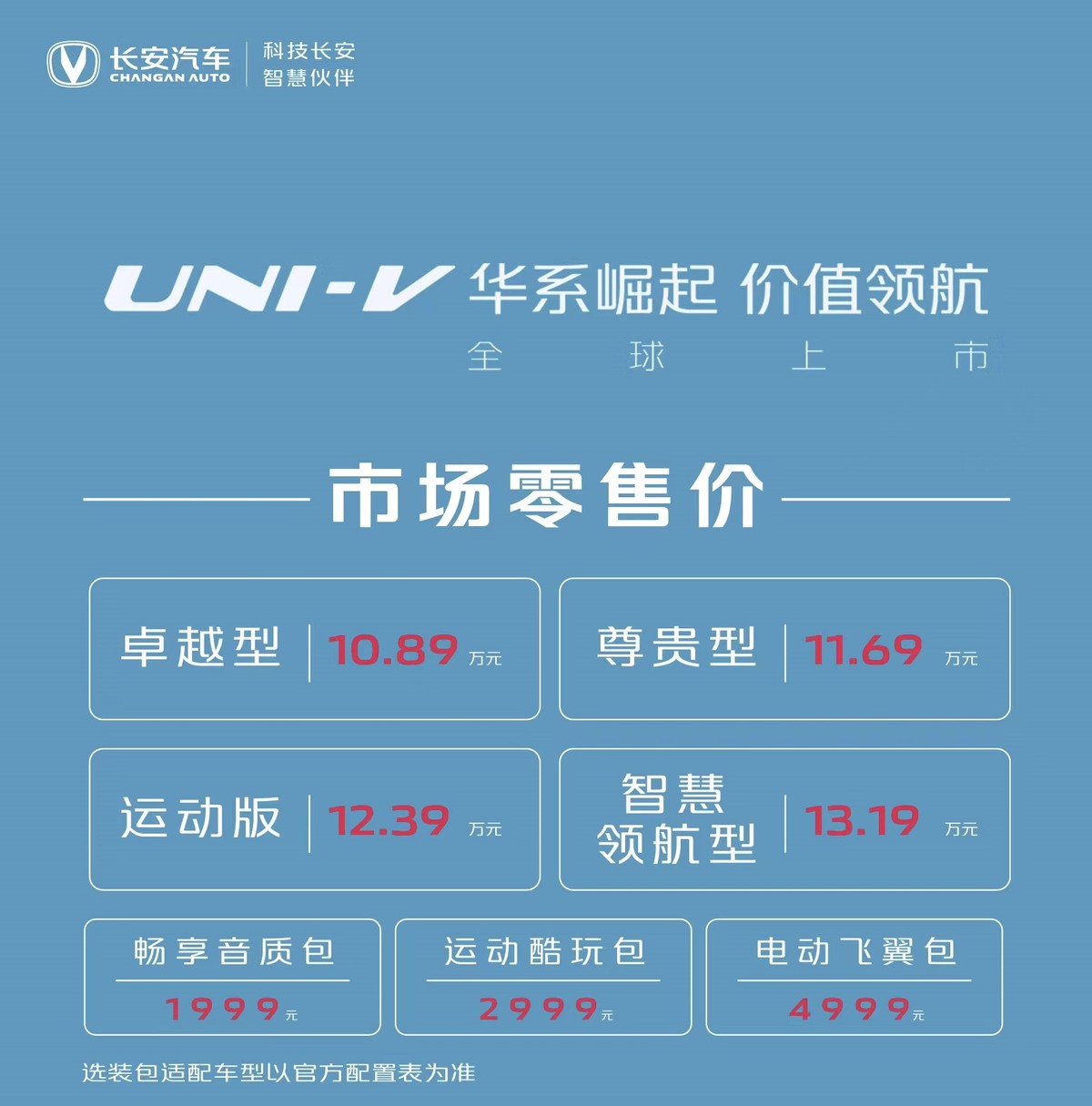 “未来科技量产者”又一力作 长安UNI-V上市 售价10.89-13.19万元