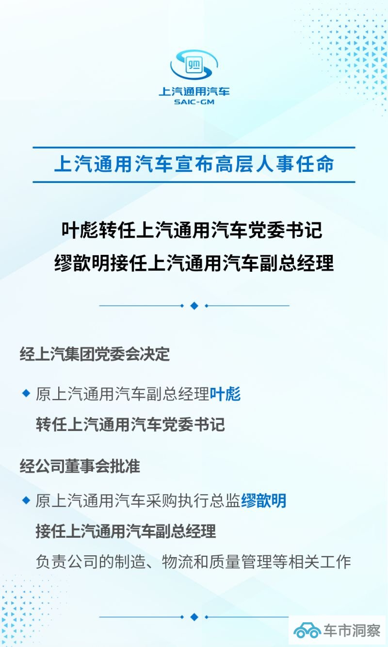 上汽通用汽车宣布高层人事任命-图1