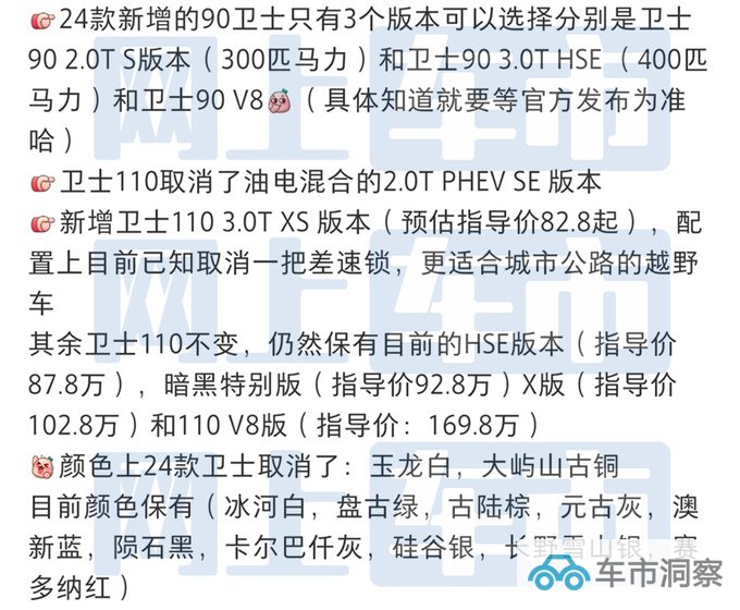 路虎2024款卫士8月25日上市 4S店起售价预计降5万-图1